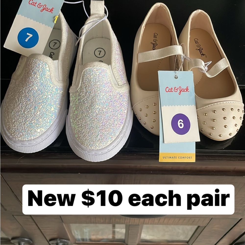 Cat & Jack Kids Glitter Slip-On Shoes - White